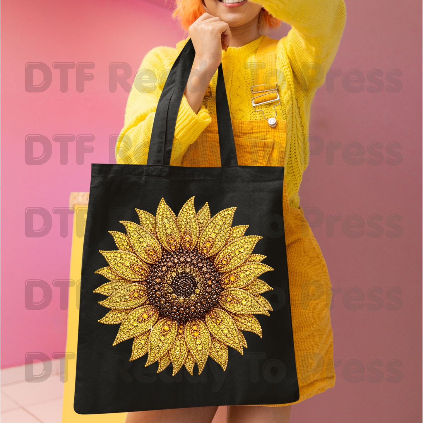Sunflower DTF Transfers, Yellow Beaded Floral Summer Fall Flower Ready to Press