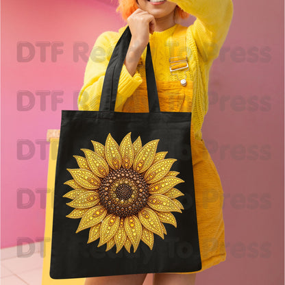 Sunflower DTF Transfers, Yellow Beaded Floral Summer Fall Flower Ready to Press