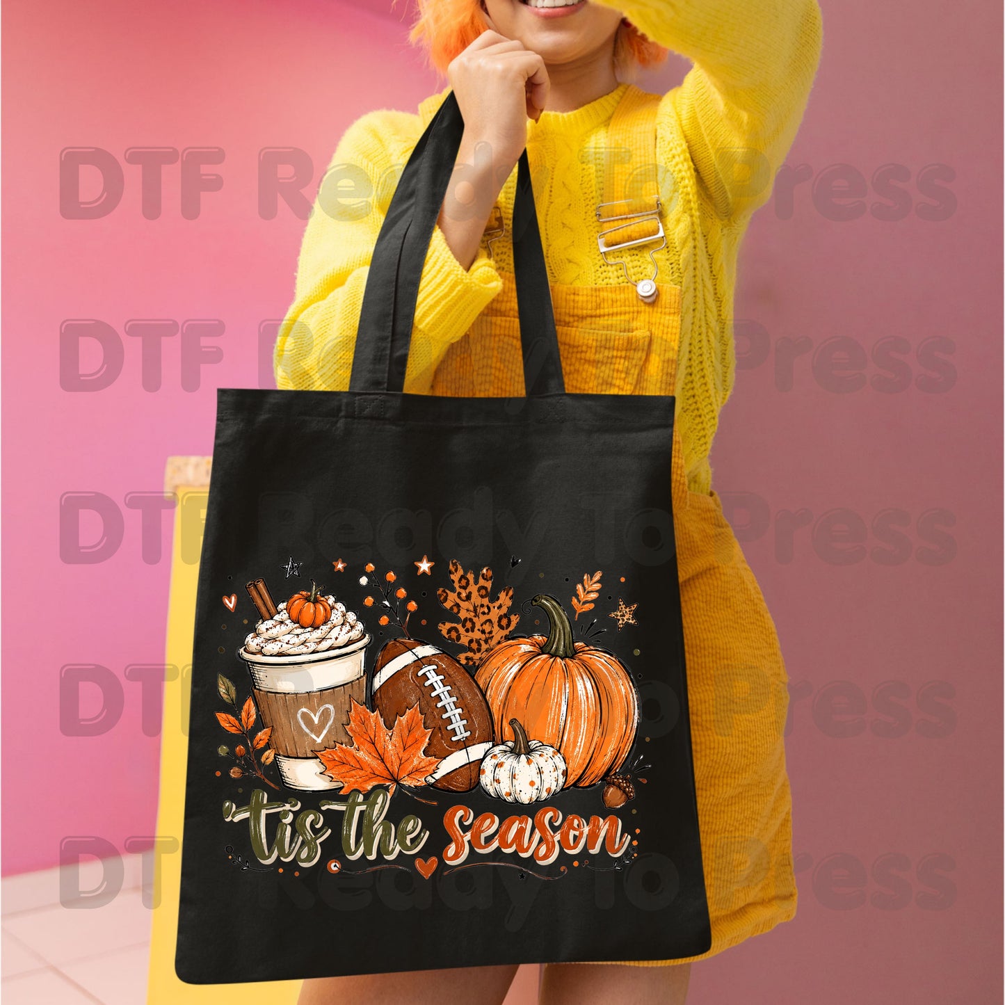 Tis the Season Football DTF Transfers, Fall Pumpkin Spice Coffee Thanksgiving Ready to Press