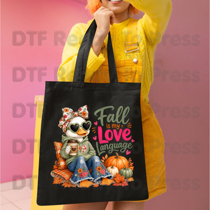 Fall Is My Love Language Duck DTF Transfer Ready to Press