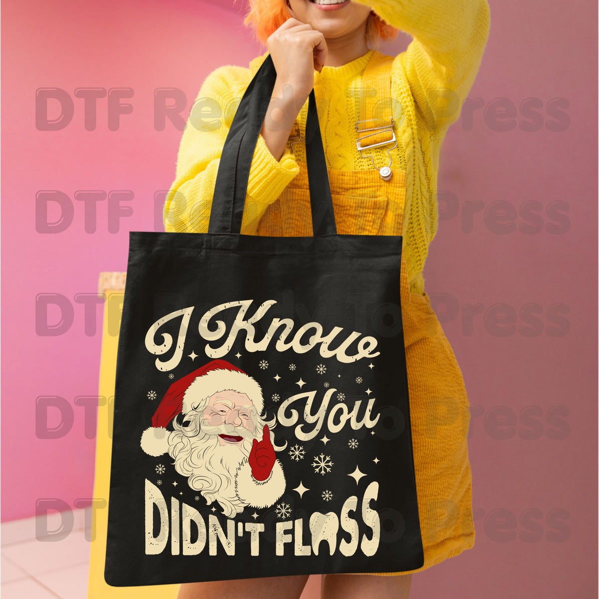 I Know You Didn't Floss Santa DTF Transfers, Funny Dental Christmas Dentist Hygienist Graphic Ready to Press