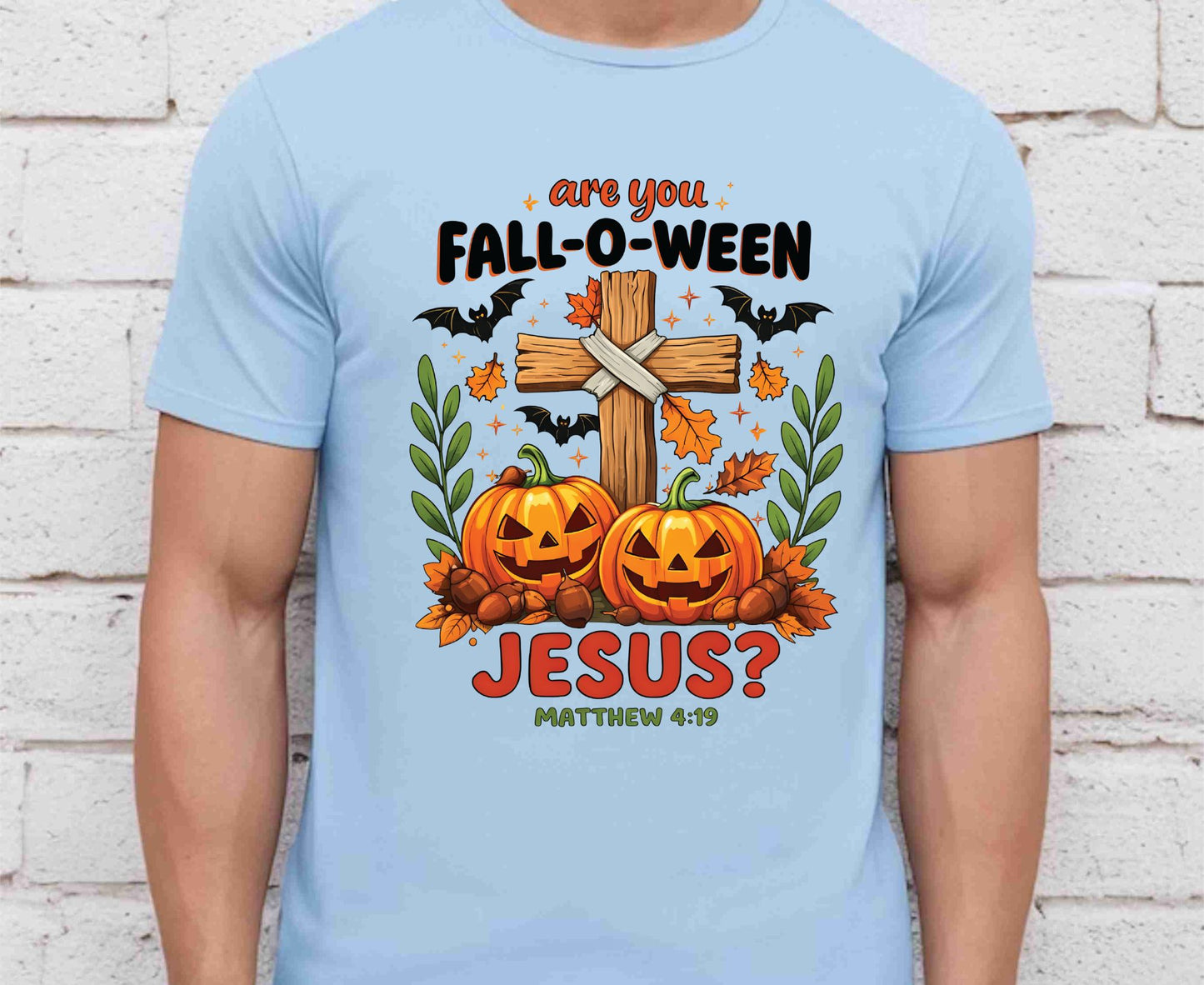 Are You Fall-O-Ween Jesus T Shirt Matthew 4:19 Christian Halloween Tee Adult Youth Toddler Baby Faith Fall Pumpkin Cross Autumn Shirt