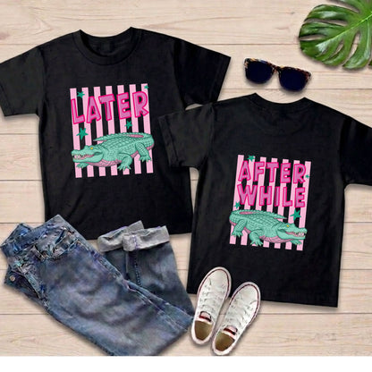 Later Gator Alligator Summer T Shirt After A While Crocodile Summer Vacation Tees Front Back Print Funny Graphic Beach Trip Shirts