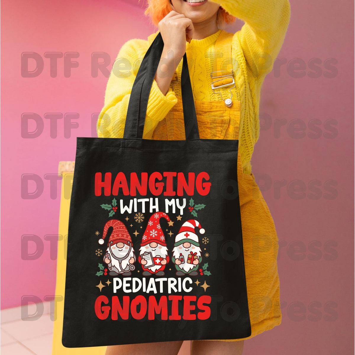 Hanging With My Pediatric Gnomies DTF Transfers, Christmas Nurse Gnomes Pediatric Nursing Ready to Press