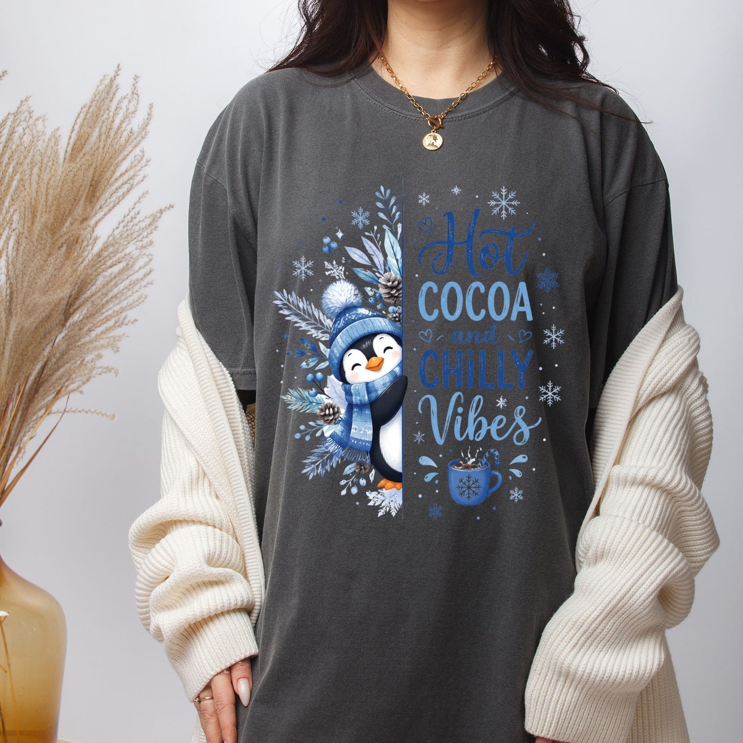 Winter DTF Transfer Ready to Press Premade DTF Gang Sheet Snowman Hot Cocoa Chilly Vibes Freezin Season Holiday Heat Transfer Shirts