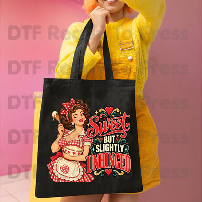 Retro DTF Transfer, Sweet but Slightly Unhinged Pinup Girl Baking Graphic