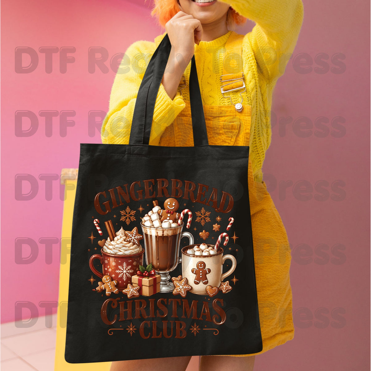 Gingerbread Christmas Club DTF Transfer, Hot Cocoa and Cookies Graphic