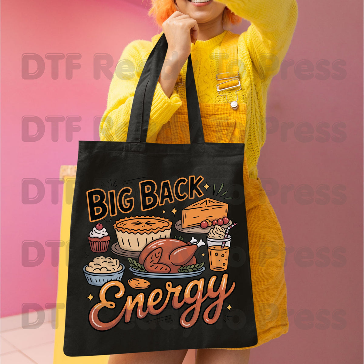 Thanksgiving DTF Transfer, Big Back Energy Roasted Turkey Feast