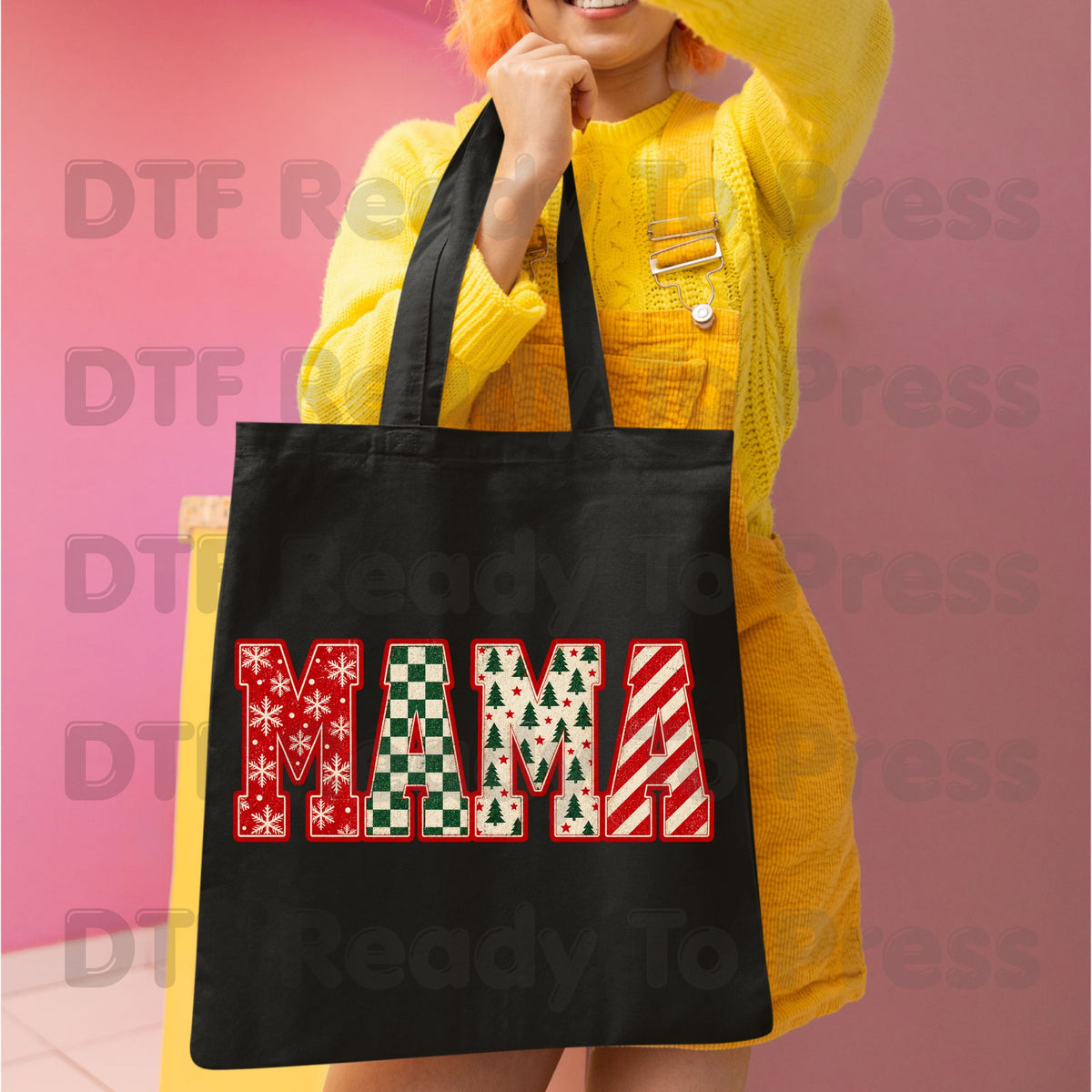 Christmas Mama DTF Transfers, Retro Christmas Trees Snowflake Candy Cane Holiday Ready to Press