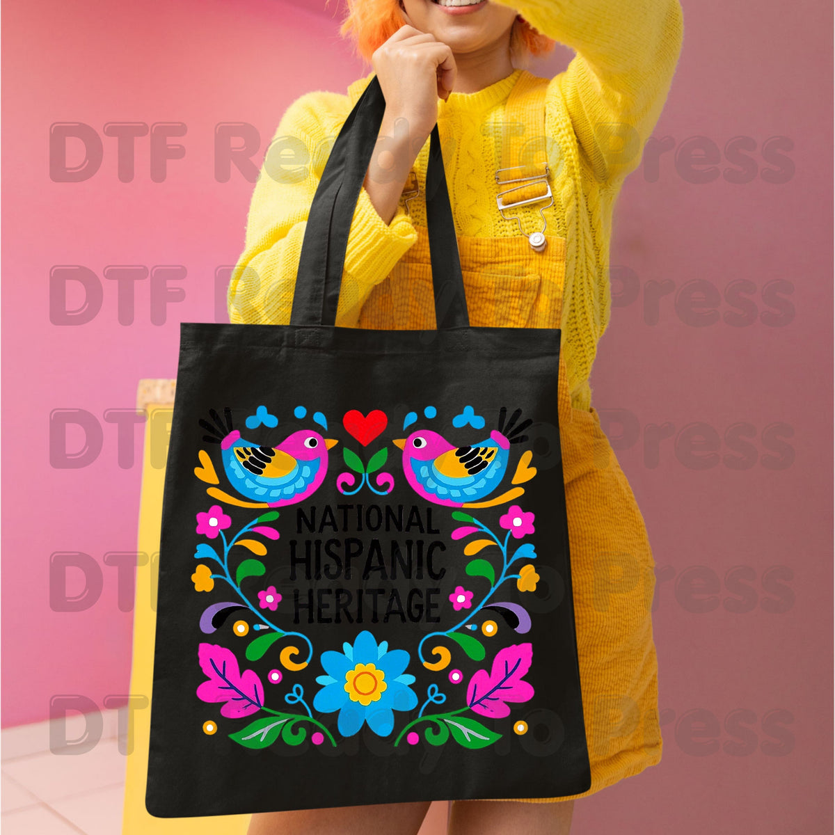 Hispanic Heritage DTF Transfers, Folk Art Birds Flowers Mexican Floral Ready to Press