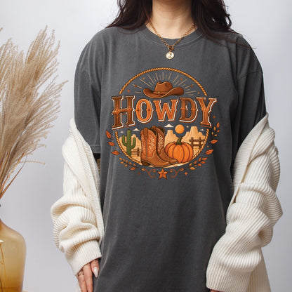 Western Fall DTF Gang Sheet Howdy Pumpkin DTF Transfer Ready to Press Cowboy Boot Highland Cow Autumn Season Heat Transfer For Shirts