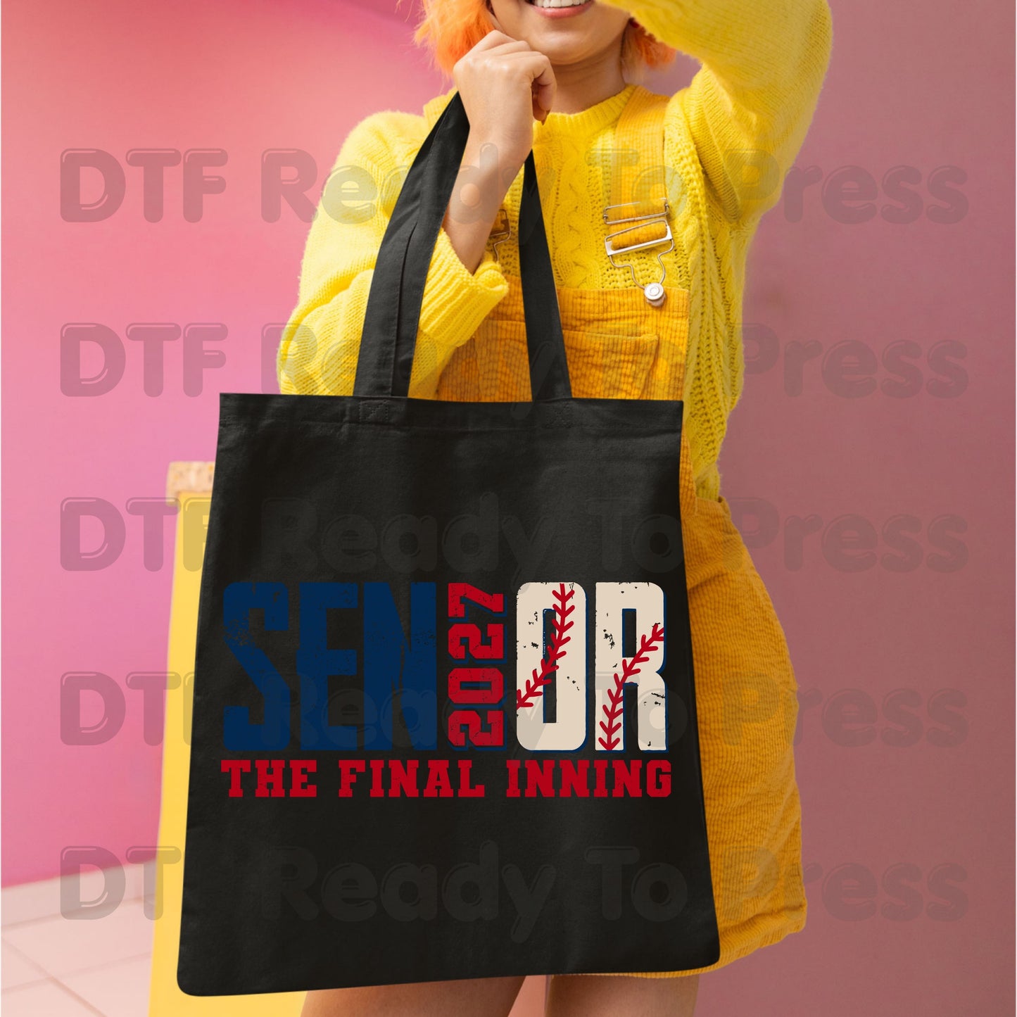Senior Baseball 2027 DTF Transfers, The Final Inning Class of 2027 Distressed Stitches Graduation Ready to Press