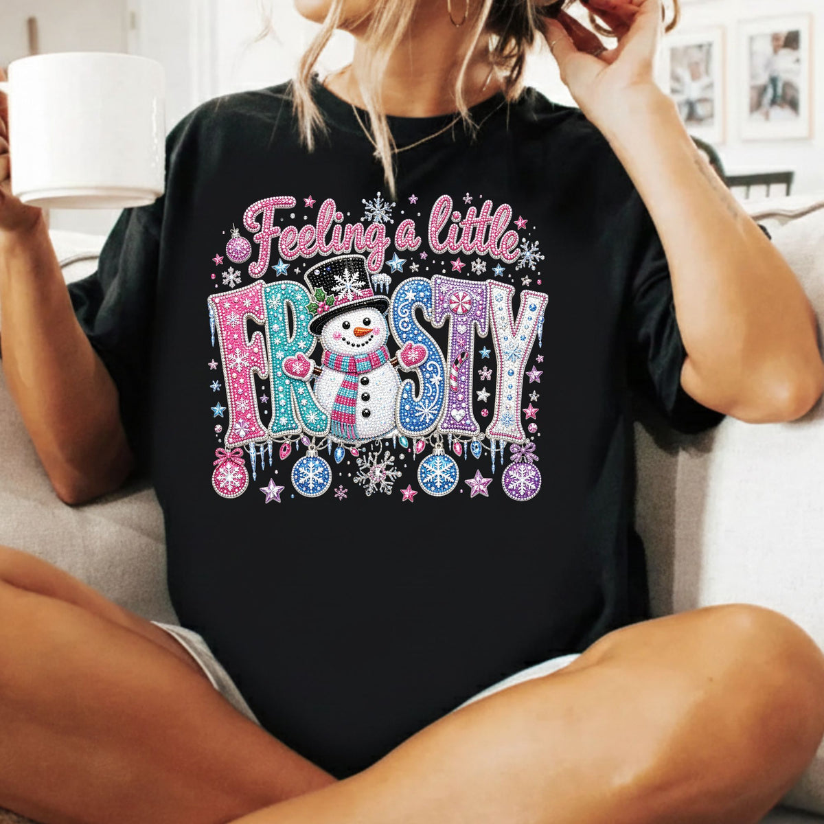 Feeling a Little Frosty T-Shirt, Cute Snowman Christmas Tee, Winter Holiday Sweatshirt
