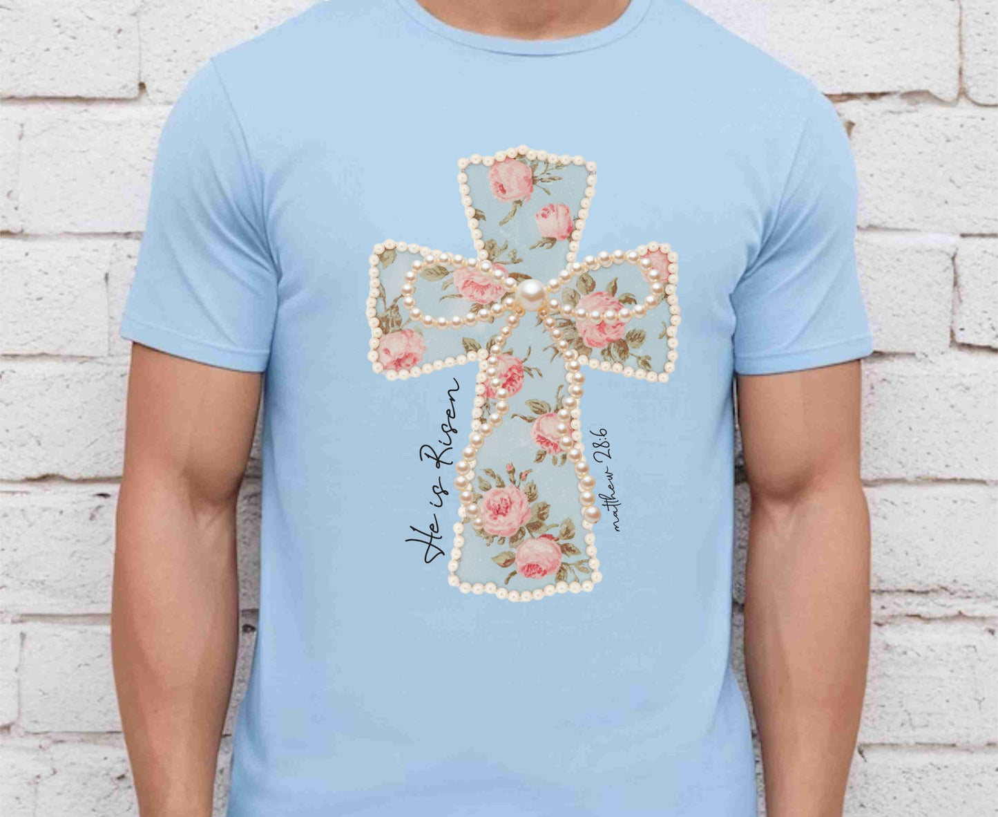 He Is Risen T Shirt Floral Cross Tee Matthew 28:6 Faith Shirt Adult Youth Toddler Baby Religious Gift Shabby Chic Aesthetic Christian Shirt
