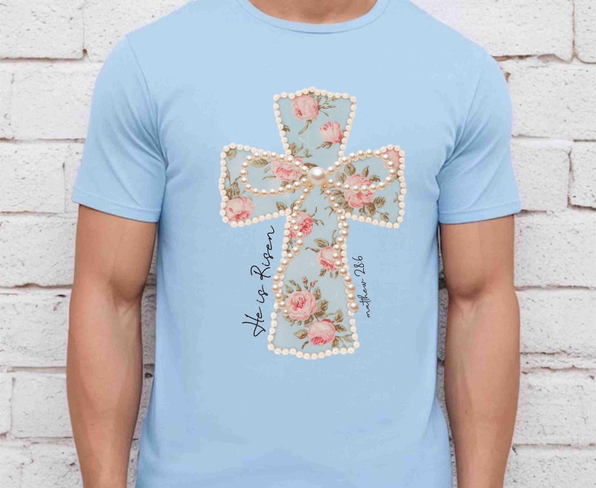 He Is Risen T Shirt Floral Cross Tee Matthew 28:6 Faith Shirt Adult Youth Toddler Baby Religious Gift Shabby Chic Aesthetic Christian Shirt