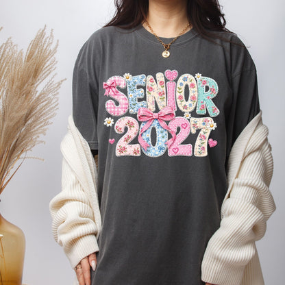 Senior 2027 DTF Gang Sheet Senior Sunrise Premade DTF Transfer Ready to Press Leopard Bow Graduation Heat Transfer For Shirts Trendy
