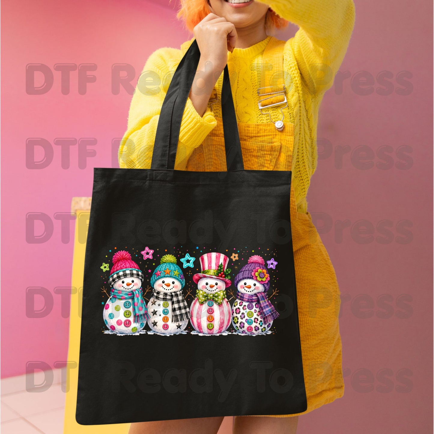Christmas Colorful Snowmen DTF Transfers, Cute Winter Snowman Beanies Scarves Holiday Ready to Press