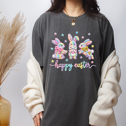 Easter Faux Yarn Printed Premade Gang Sheet Christian Easter DTF Gang Sheet Bunny Character Ready For Press Bible Verse Heat Transfer Gang