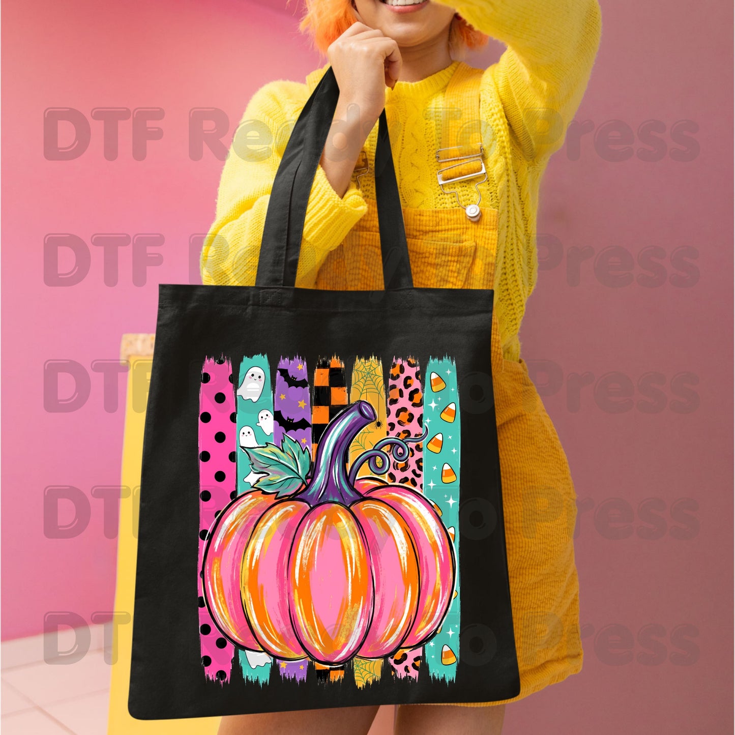 Halloween Pumpkin Brush Strokes DTF Transfers, Leopard Ghosts Candy Corn Spooky Season Ready to Press