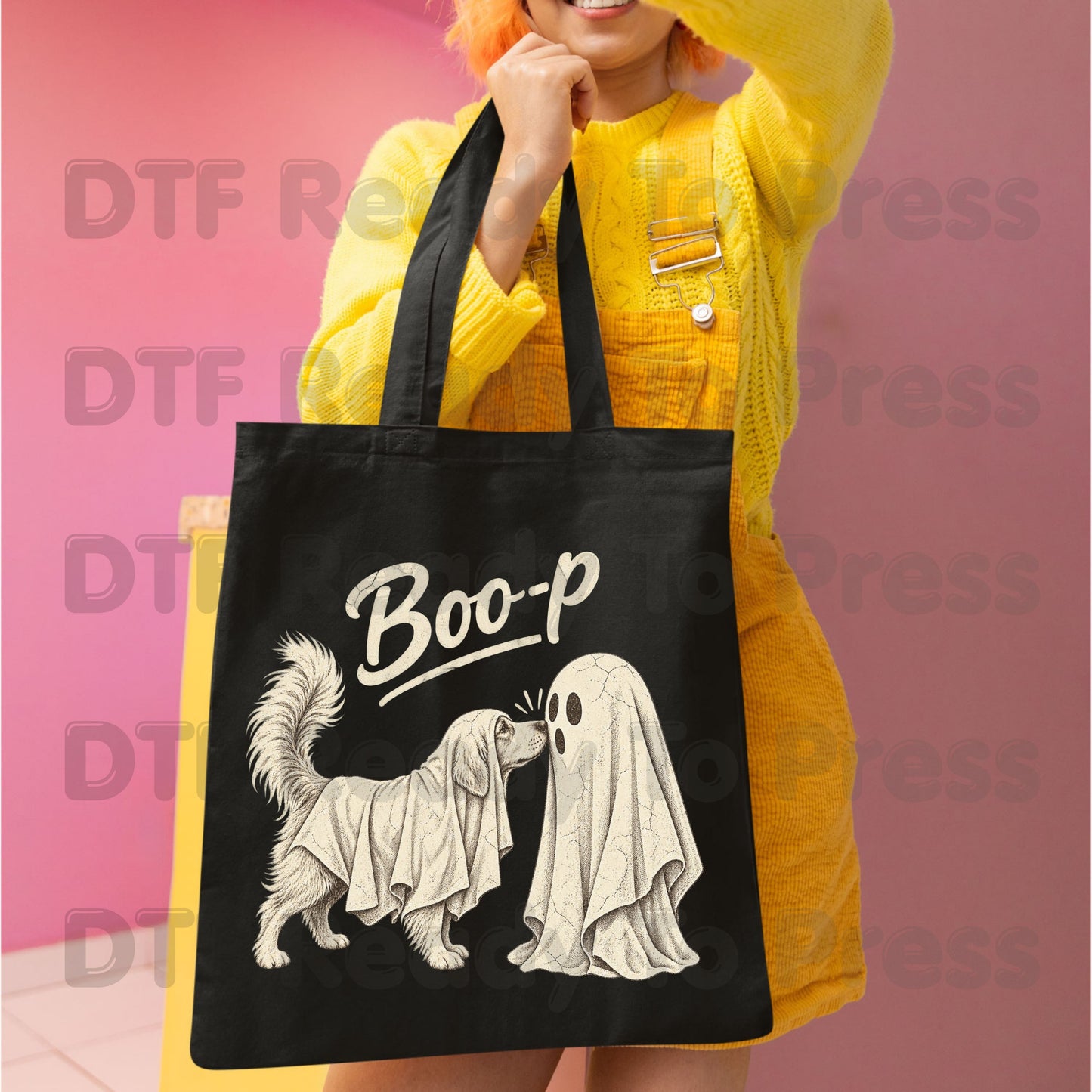Halloween Dog Ghost DTF Transfers, Ghost Boop Cute Spooky Season Vintage Golden Retriever Dog Lover Ready to Press