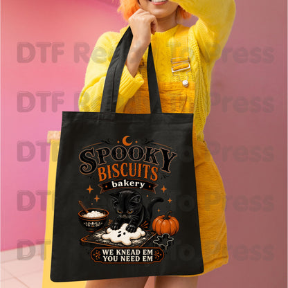 Spooky Cat lady Baker DTF Transfers Funny Halloween Biscuits Bakery Knead Pumpkins Ready to Press