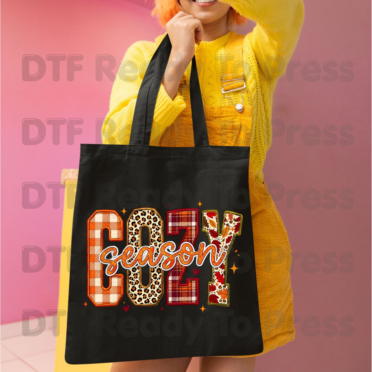 Cozy Season Fall DTF Transfer Ready to Press Plaid Leopard Autumn Letters Heat Transfer for Shirts Colorful Pumpkin Season Graphic Press
