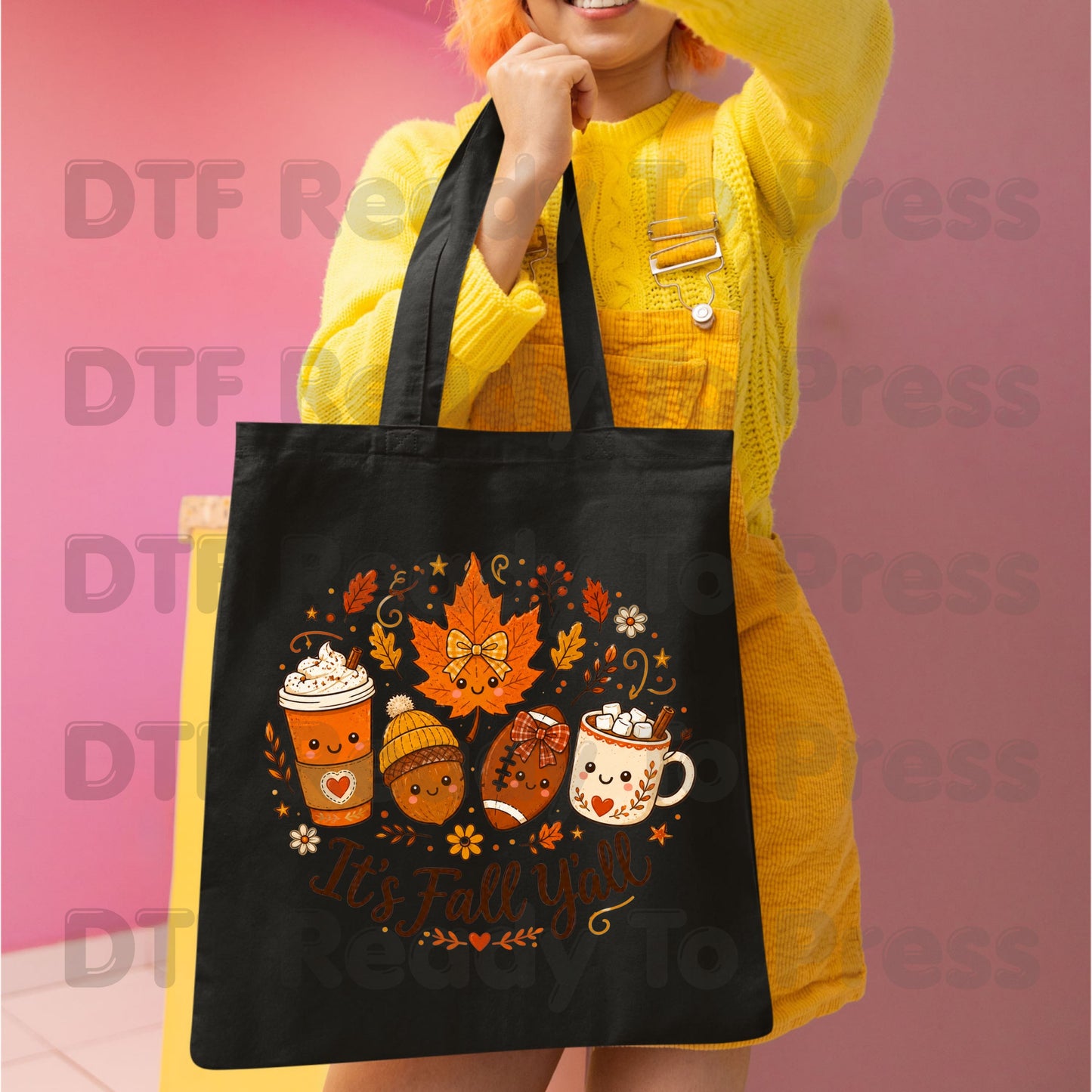It's Fall Y'all DTF Transfers, Autumn Season Coffee Acorn Football Cute Ready to Press