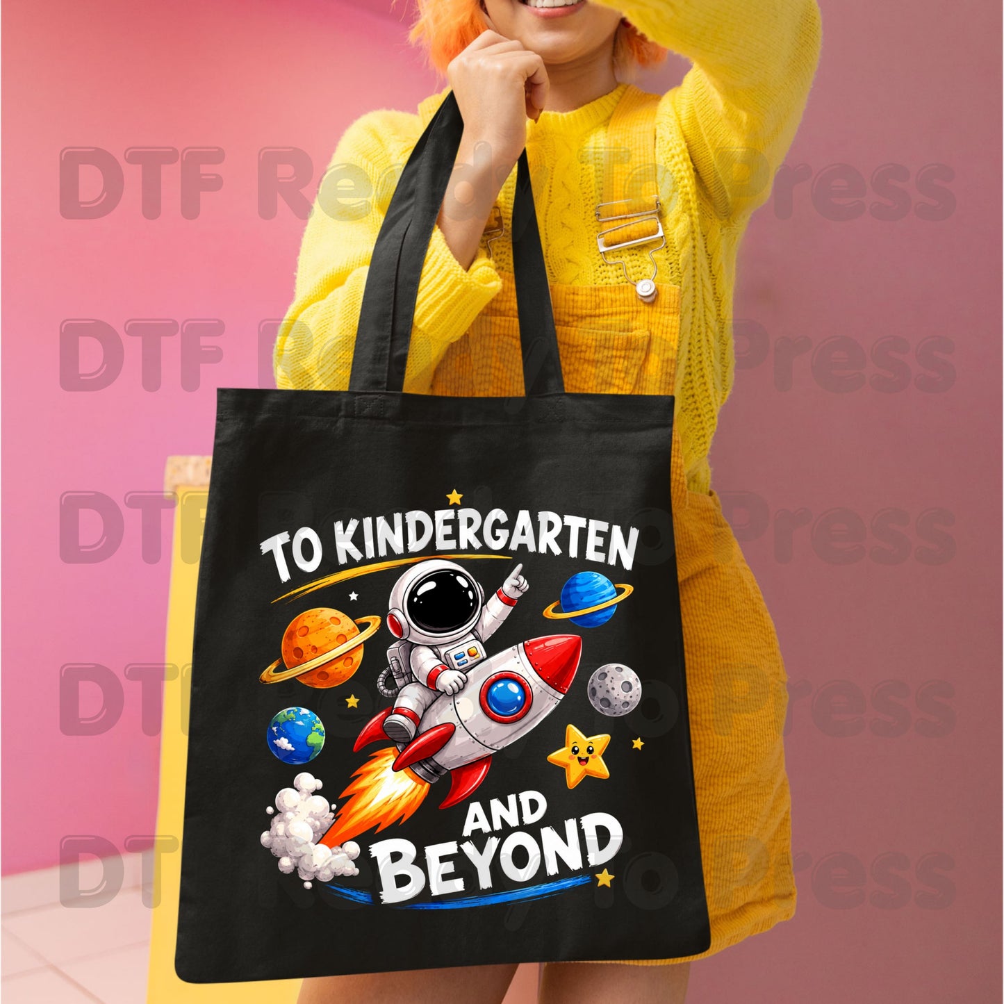 To Kindergarten and Beyond DTF Transfers, Astronaut Rocket Space Back to School Ready to Press