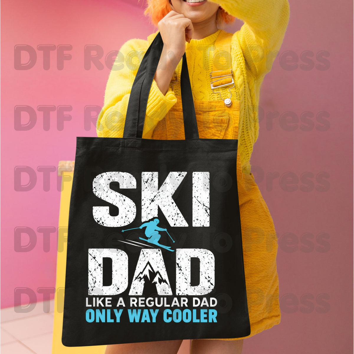 Skiing DTF Transfer, Ski Dad Only Way Cooler, Skier Silhouette Graphic