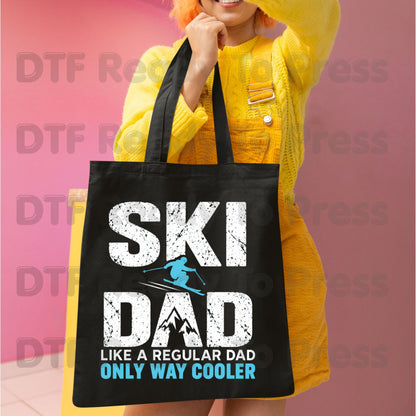 Skiing DTF Transfer, Ski Dad Only Way Cooler, Skier Silhouette Graphic