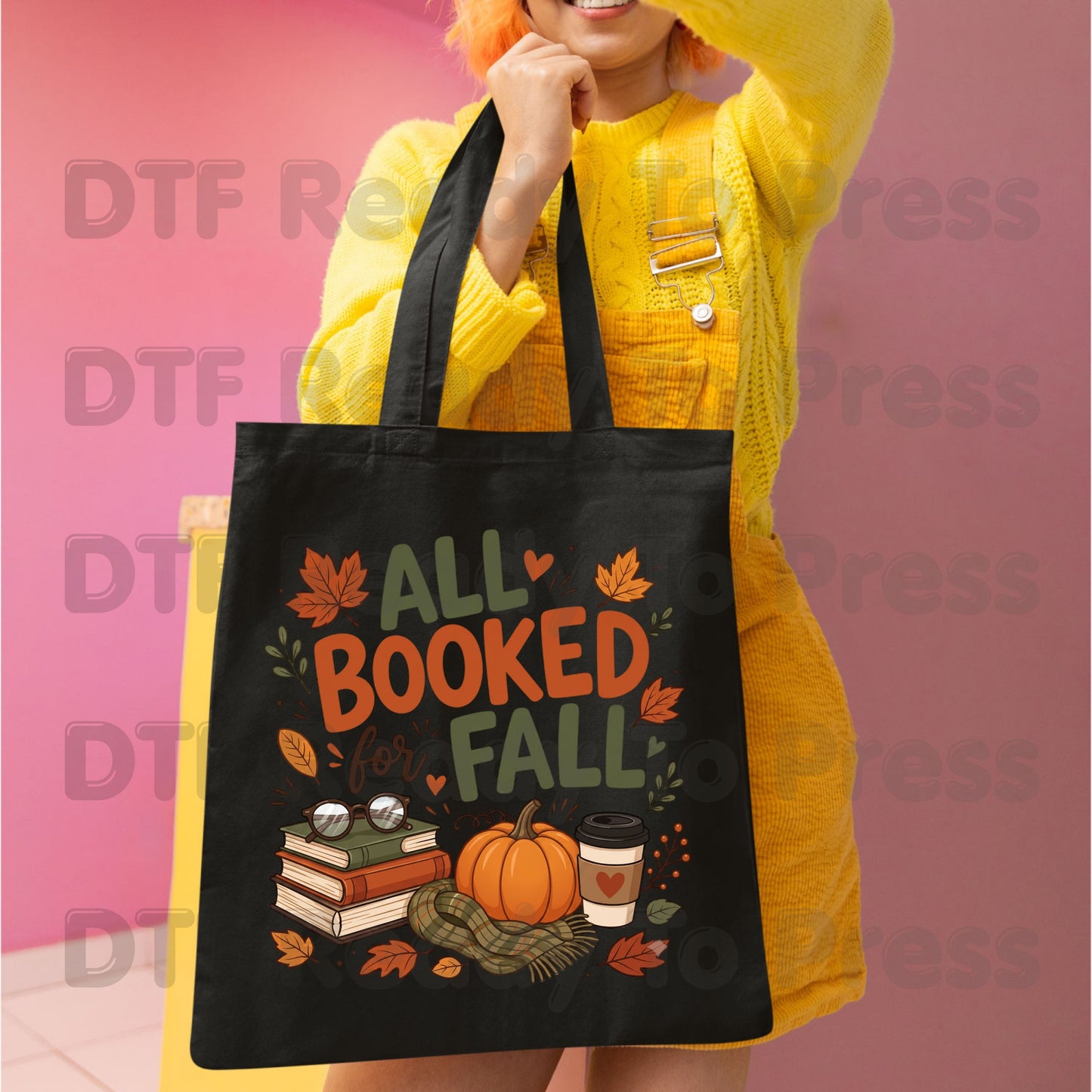 Fall DTF Transfer Ready to Press All Booked for Fall Cozy Reading Design Pumpkin and Coffee Graphics Heat Transfer for Shirts Autumn Vibes
