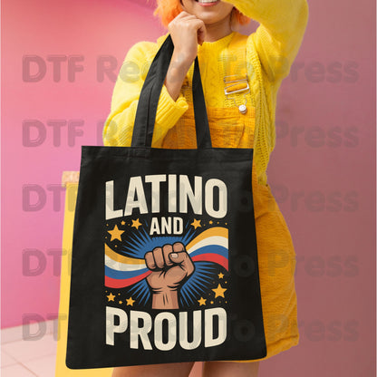 Latino and Proud DTF Transfers, Hispanic Heritage Fist Flag Vintage Pride Ready to Press