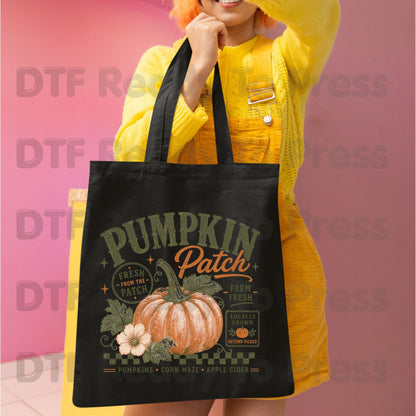 Halloween Pumpkin Patch DTF Transfer Ready to Press Farm Fresh Autumn Heat Transfer For Shirts Vintage Fall Pumpkin Graphic Print Locally Grown