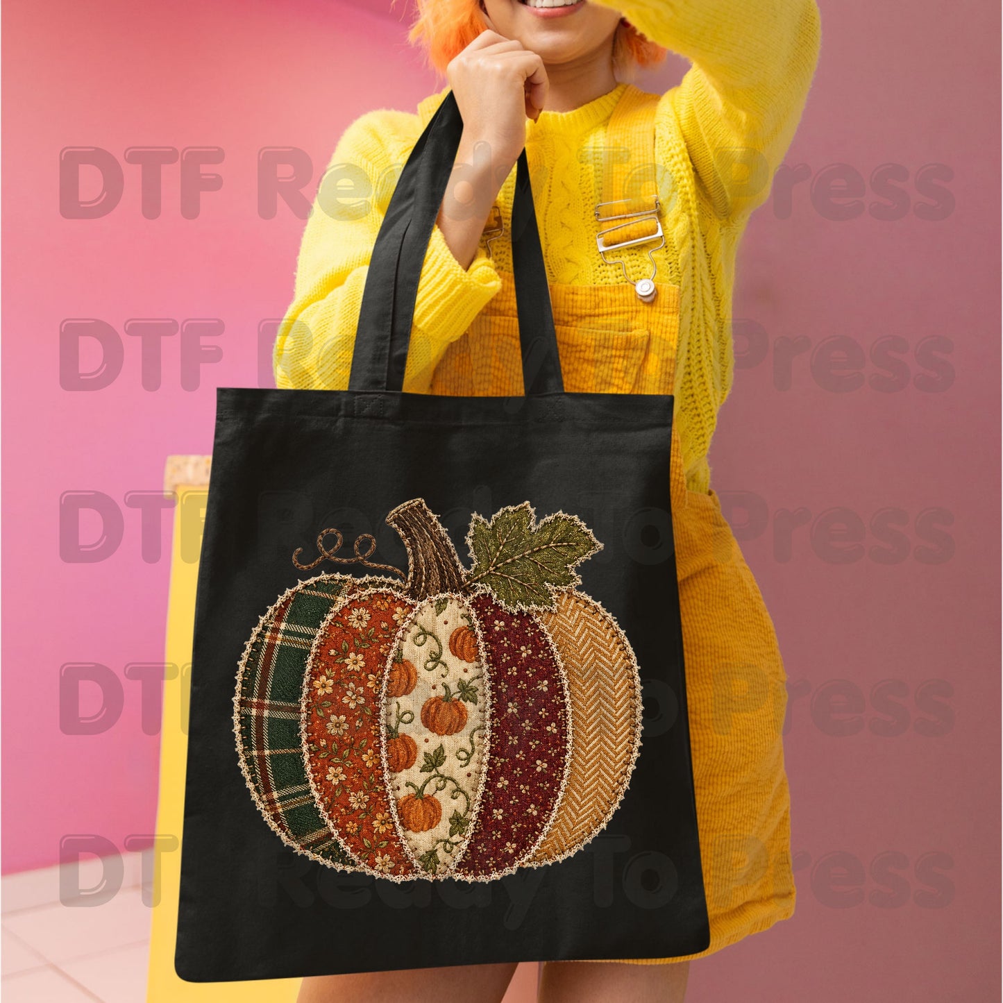 Fall Pumpkin DTF Transfer Ready to Press Patchwork Patch Plaid Floral Pumpkin Heat Transfer Shirts Vintage Autumn Vibe Graphic Tees