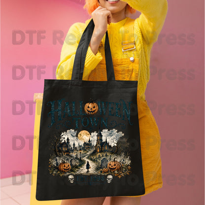 Halloween Town DTF Transfers, Est 1998 Spooky Pumpkin Vintage Haunted Town Ready to Press