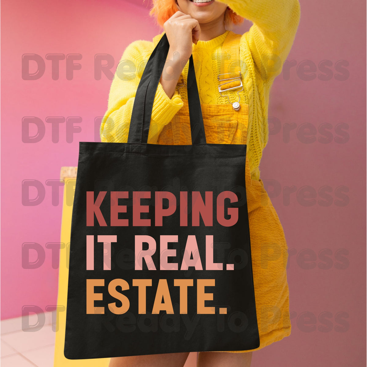Keeping It Real Estate DTF Transfers, Funny Realtor Agent Typography Block Text Ready to Press