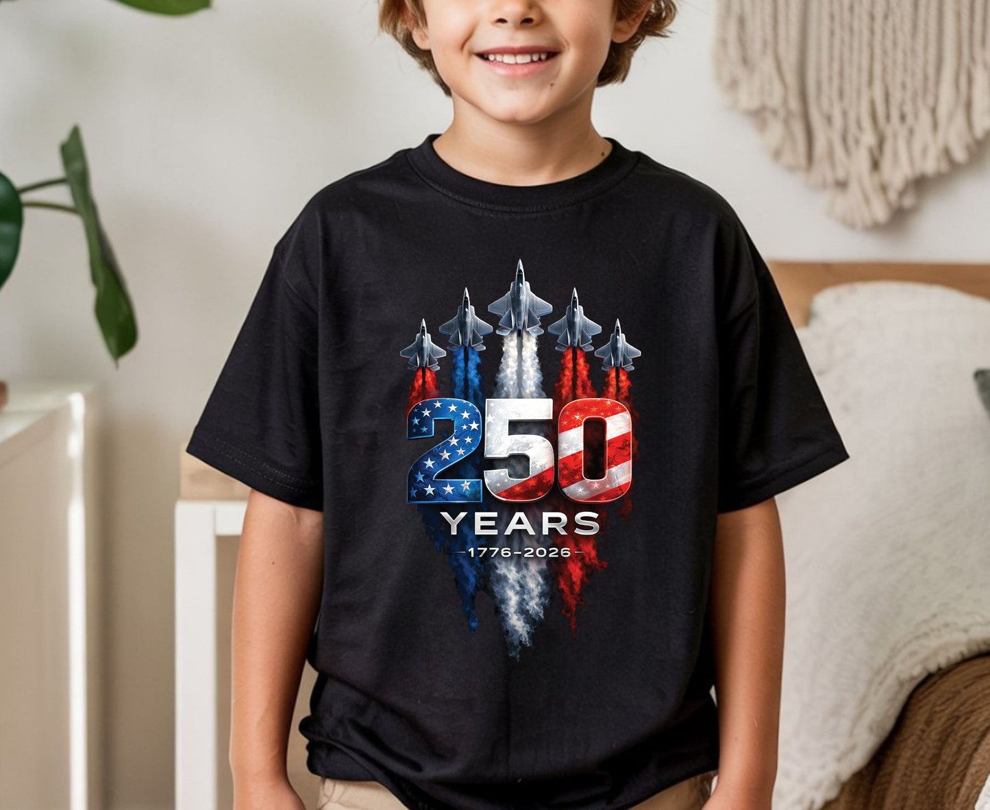 USA 250 Years Patriotic Fighter Jets Shirt American Flag Aviation Freedom Celebration Tees Independence Anniversary United States Gift