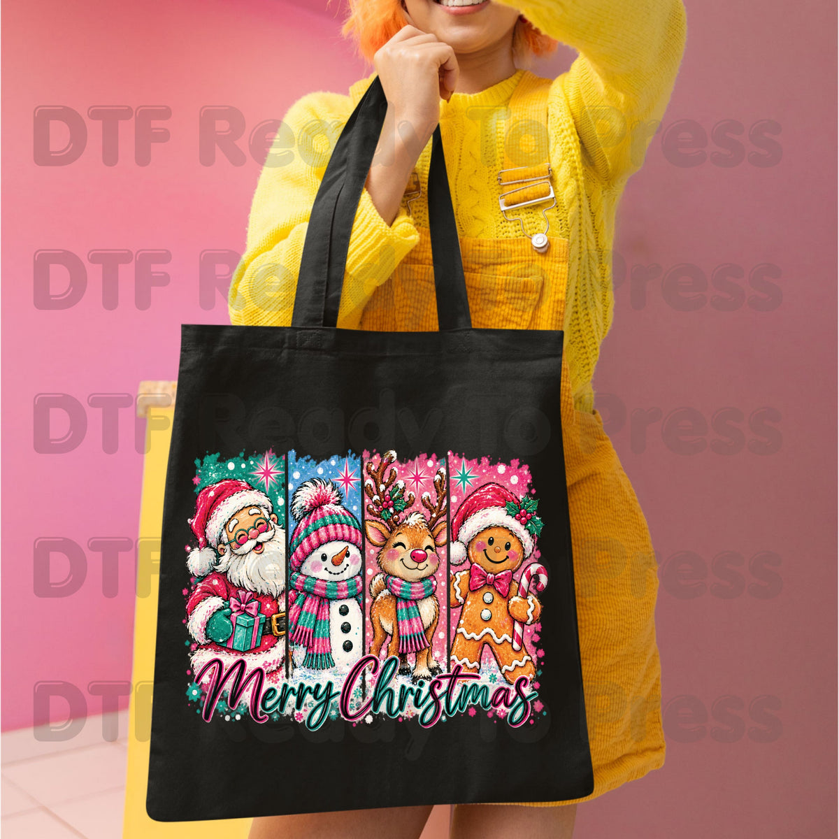 Christmas DTF Transfer, Santa Snowman Reindeer Gingerbread