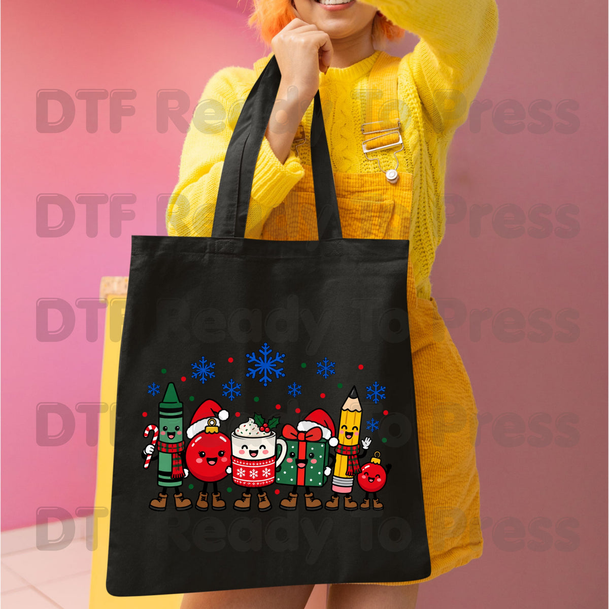 Christmas Teacher Squad DTF Transfers, Holiday School Crayon Cocoa Pencil Teacher Ready to Press