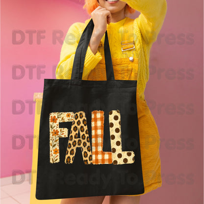 Fall Floral DTF Transfer Ready to Press Autumn Floral Leopard Plaid Polka Dot Letters Heat Transfer Shirts Cozy Autumn Vibe Tees