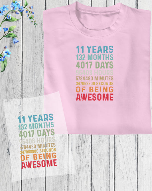 Happy Birthday 11 Years 132 Months DTF Transfer