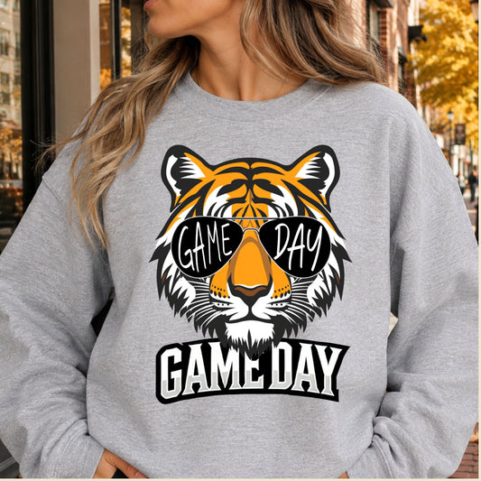 Game Day Tiger Mascot T-Shirt, Football Sports Sunglasses Team Spirit Tee for Toddler and Kids