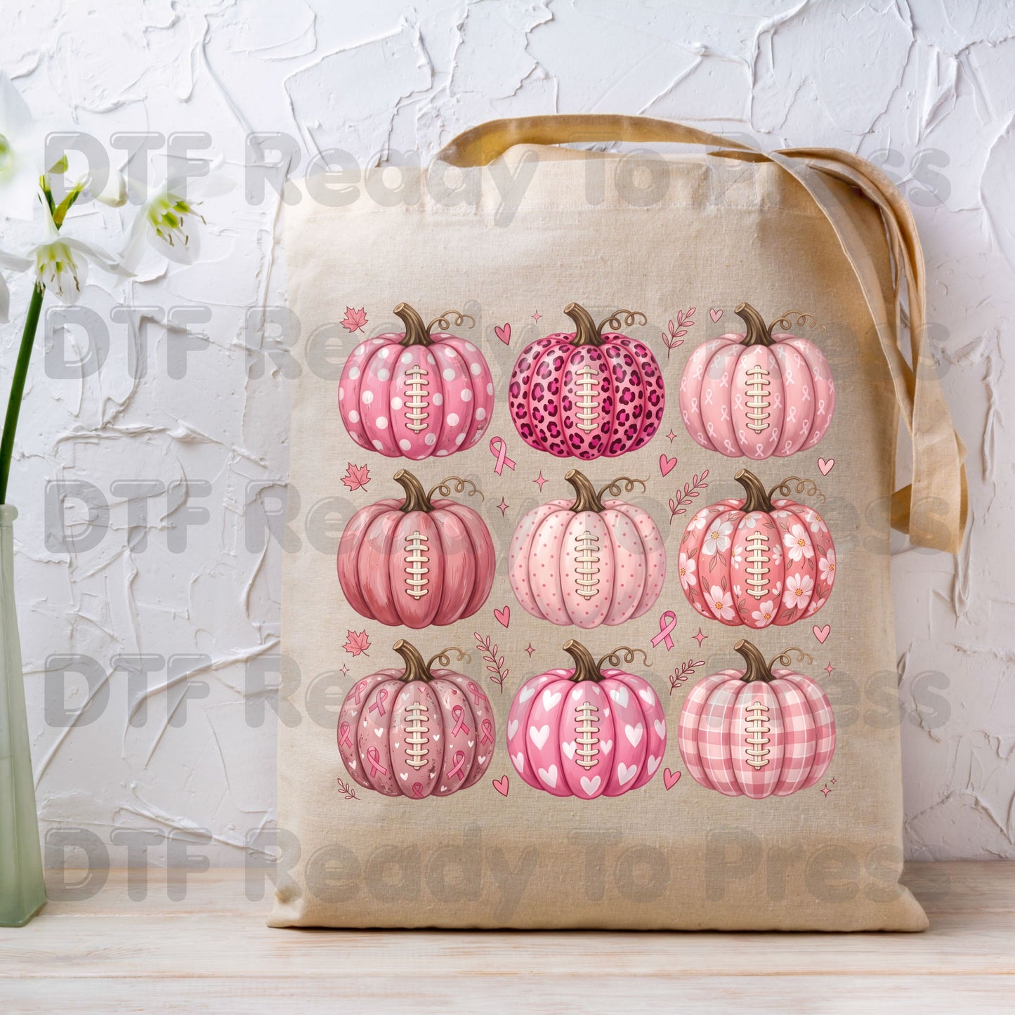 Pink Pumpkin Football Breast Cancer Awareness DTF Transfer Ready to Press Heat Transfer Sports Tee