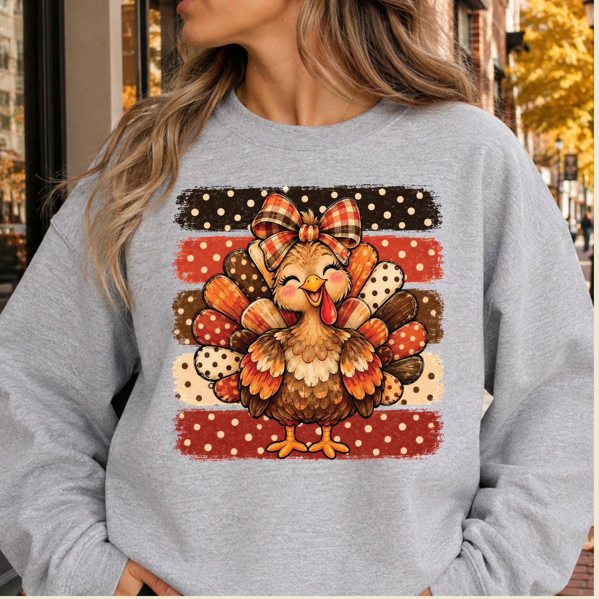 Cute Turkey Bow T-Shirt, Polka Dot Thanksgiving Tee, Striped Fall Sweatshirt