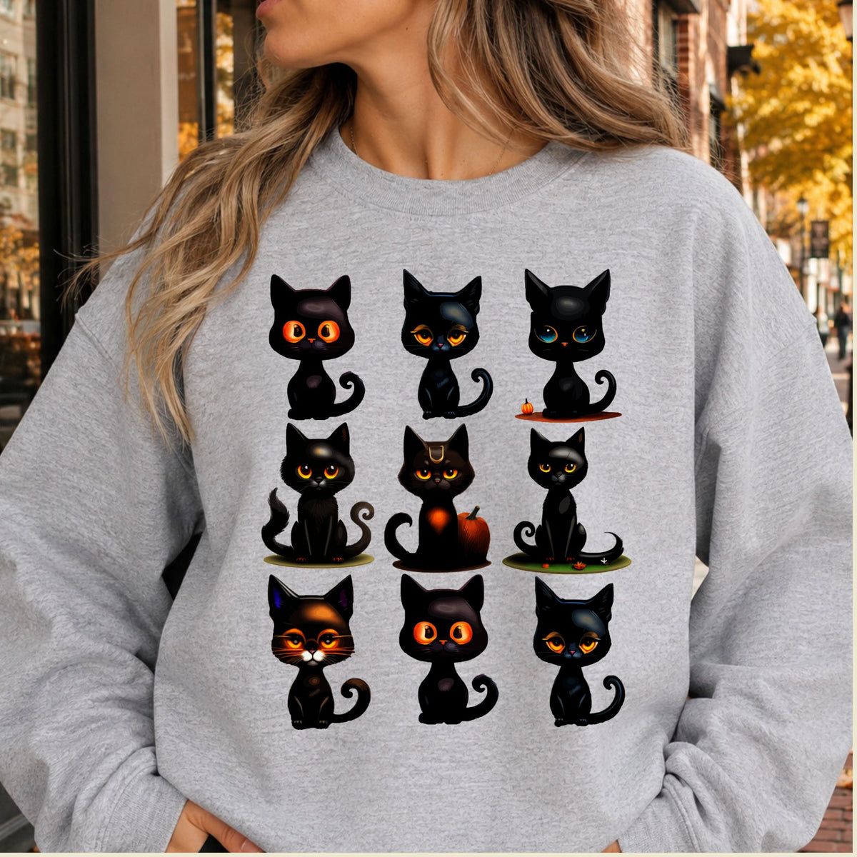 Black Cat Halloween T-Shirt, Cute Kitten Spooky Season Graphic Tee for Toddler and Kids