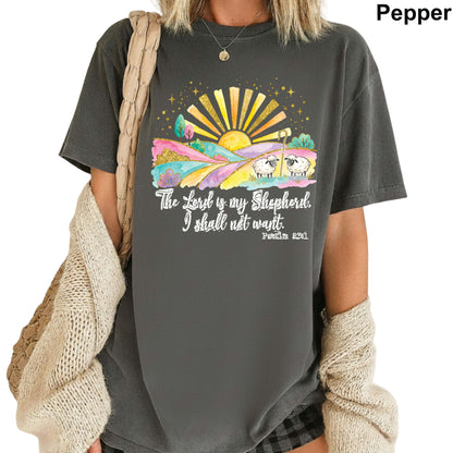 Christian Faux Yarn Printed Comfort Colors T Shirt Jesus Apparel Religious Faith Tees  She Prays The Heavens Roaring Made to Worship