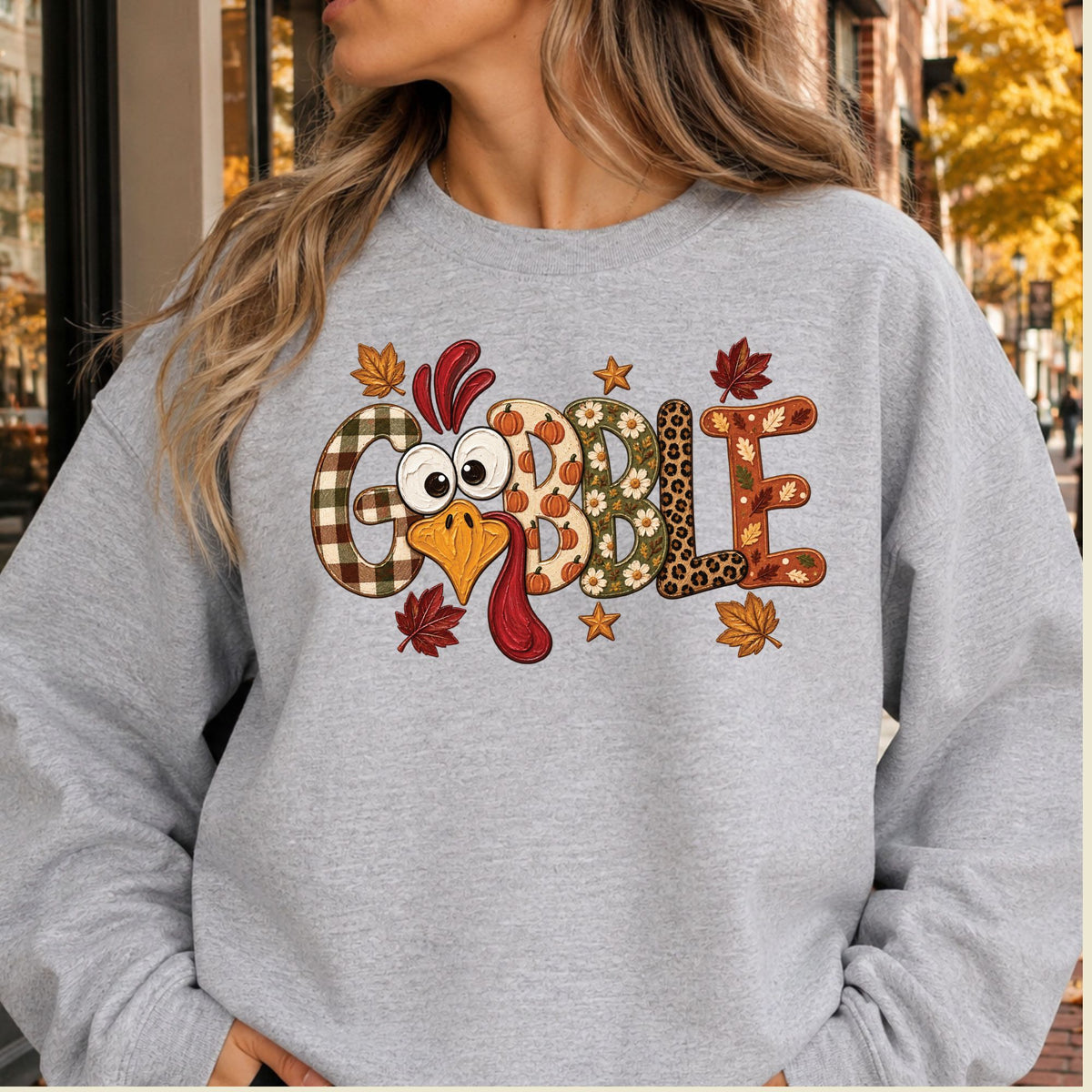Gobble Turkey T-Shirt, Plaid Leopard Thanksgiving Tee, Funny Fall Sweatshirt