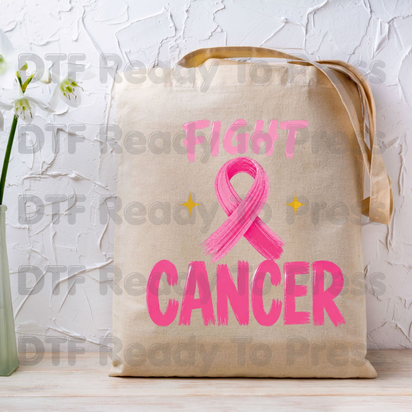 Fight Cancer DTF Transfer Ready to Press Pink Ribbon Awareness Heat Transfer Tee Print Direct to Film Transfer