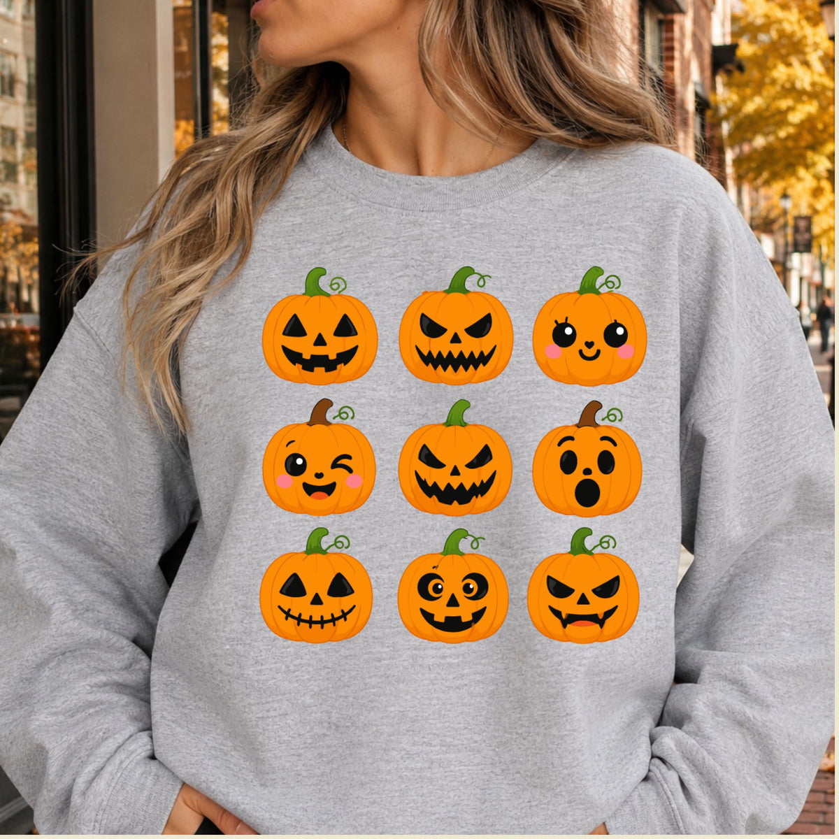 Pumpkin Faces Halloween T-Shirt for Toddler and Kids