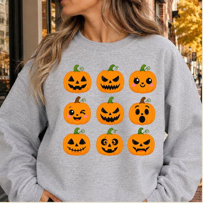 Pumpkin Faces Halloween T-Shirt for Toddler and Kids